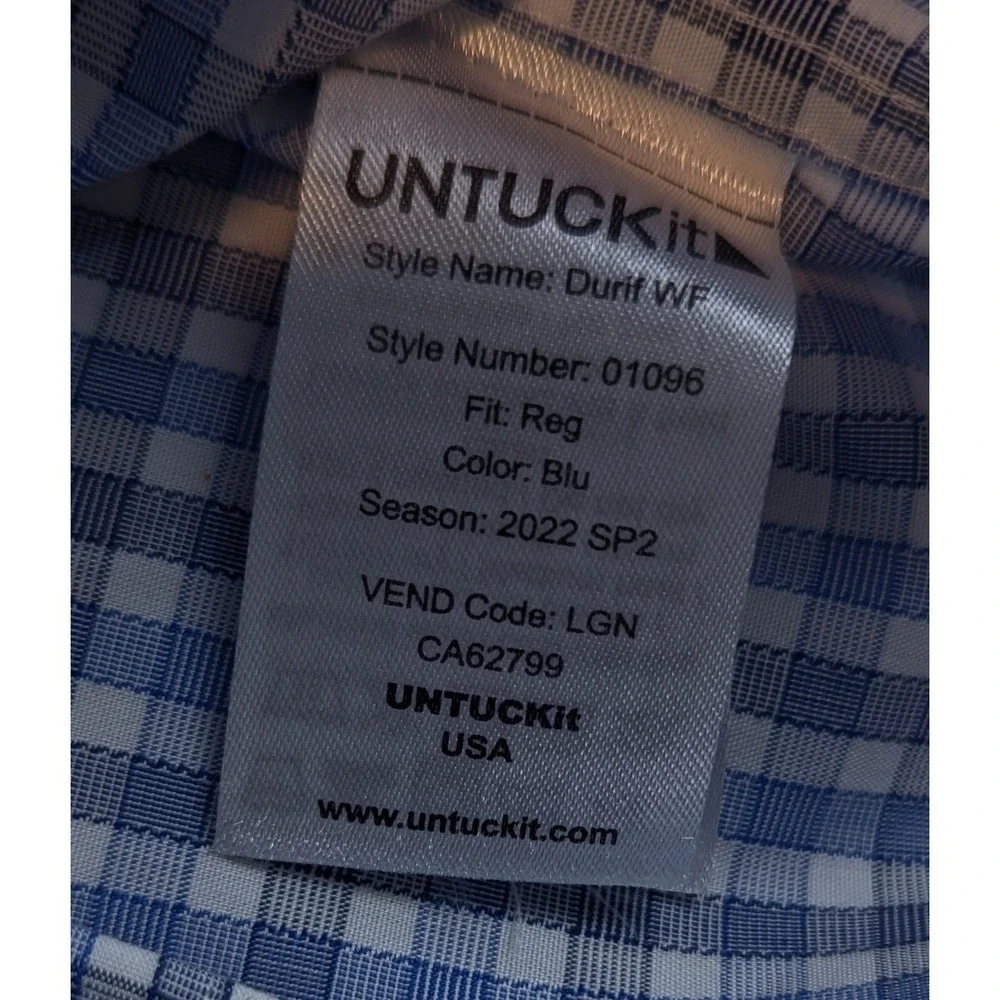 UNTUCKit Men's Check Dress Shirt Long‎ Sleeve Button Down Collared Shirt